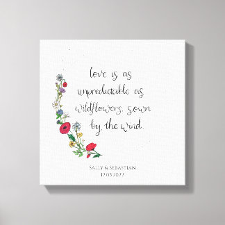 Toile Panneau Mariage de la couronne de fleurs, Citation