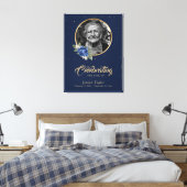 Toile Panneau photo Blue Gold Floral Funeral Welcome (Insitu(Chambre))