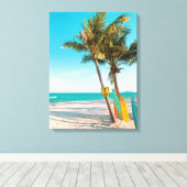 Toile Panneaux de surf sur la plage lancer oreiller (Insitu (Plancher de Bois))