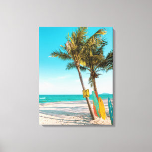 Toile Panneaux de surf sur la plage lancer oreiller