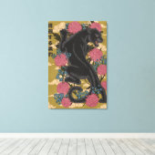 Toile Panthère parmi les fleurs (Insitu (Plancher de Bois))