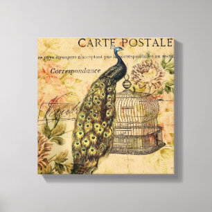 Toile paon botanique français de cru de nouveau d'art