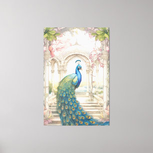 Toile Paon de jardin floral de style indien vintage