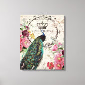 Toile Paon et fleurs de printemps (Recto)