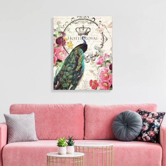 Toile Paon et fleurs de printemps (Insitu(Salon))