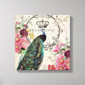 Toile Paon et fleurs de printemps (Recto)
