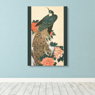 Toile Paon et Pivoines par Hiroshige, Art Japonais