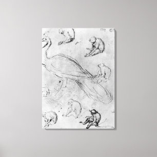 Toile Paon et six singes
