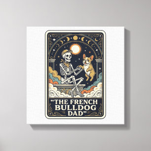 Toile Papa Bouledogue Français Vintage Squelette Tarot T