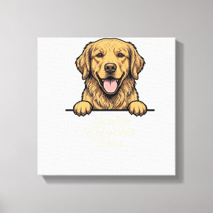 Toile Papa Golden Retriever Gravure Vintage