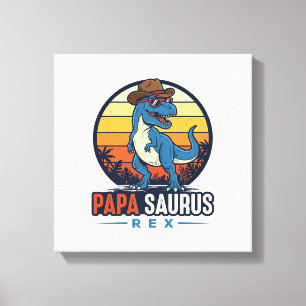 Toile Papa Saurus Rex Cowboy Dinosaure Vintage T-Shirt_1