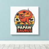 Toile Papawsaurus Rétro Dinosaure Coucher de Soleil Vect (Insitu (Plancher de Bois))