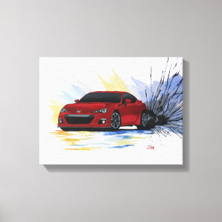 Toile Papier de peinture à l'aquarelle Rouge Subaru BRZ