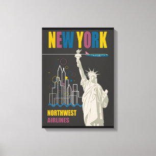 Toile Papier étiré New York Northwest Airlines