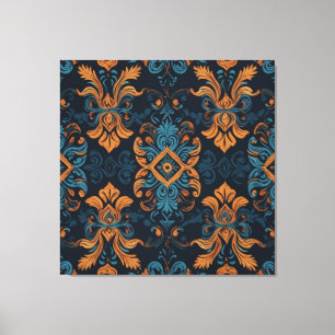 Toile papier peint à motifs bleu et orange