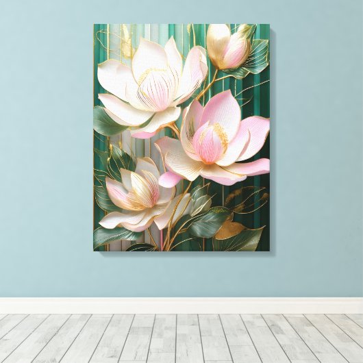 Toile Papier peint en fleurs japonais Magnolia Art (Insitu (Plancher de Bois))