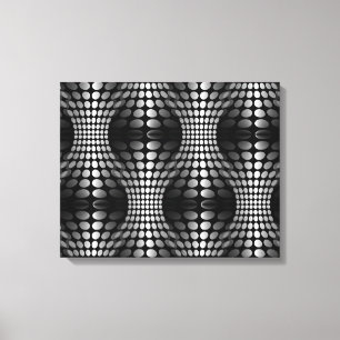 Toile Papier peint Vagues pointillé noir et blanc