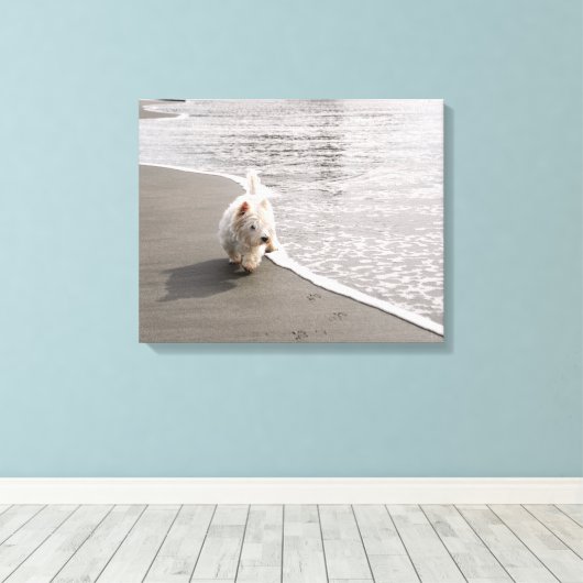 Toile Papier photo Westie Beachcombi (Insitu (Plancher de Bois))