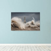 Toile Papier Stormy Lighthouse (Insitu (Plancher de Bois))