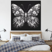 Toile Papillon à motif floral en design d'encre blanche (Insitu(Chambre))