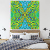 Toile Papillon Abstrait Chartreuse et Bleu Tripant (Insitu(Chambre))