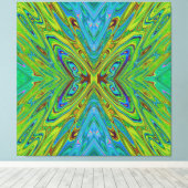Toile Papillon Abstrait Chartreuse et Bleu Tripant (Insitu (Plancher de Bois))