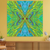 Toile Papillon Abstrait Chartreuse et Bleu Tripant (Insitu(Salon))