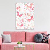 Toile Papillon Aquarelle Corail Rose Pêche (Insitu(Salon))