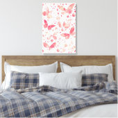 Toile Papillon Aquarelle Corail Rose Pêche (Insitu(Chambre))