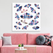 Toile papillon argenté nuageux - bleu - (Insitu(Salon))