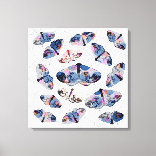 Toile papillon argenté nuageux - bleu -