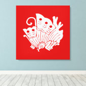 Toile Papillon asiatique Japonais Conception Kamon (Insitu (Plancher de Bois))