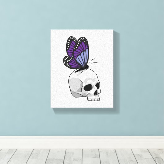 Toile Papillon avec crâne (Insitu (Plancher de Bois))