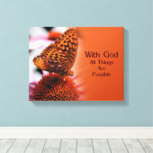Toile Papillon Avec Dieu Citation Inspirationnelle (Insitu (Plancher de Bois))
