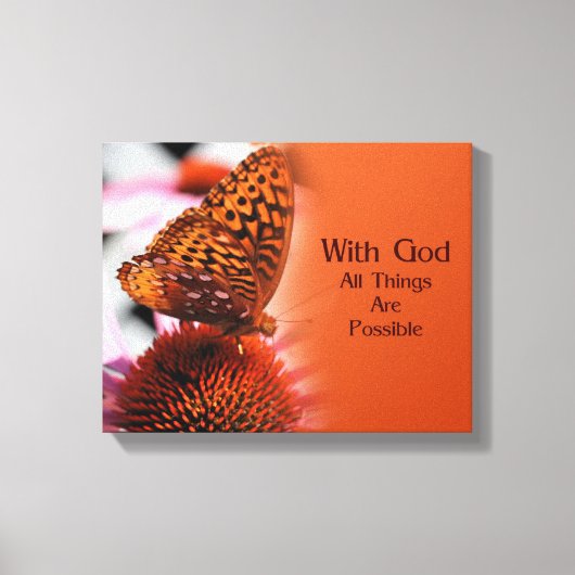 Toile Papillon Avec Dieu Citation Inspirationnelle (Recto)