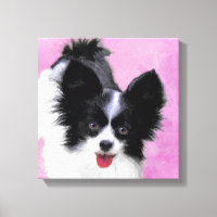 Papillon (blanc et noir) Peinture - Chien Art