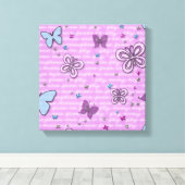 Toile Papillon bleu et violet décoratif (Insitu (Plancher de Bois))