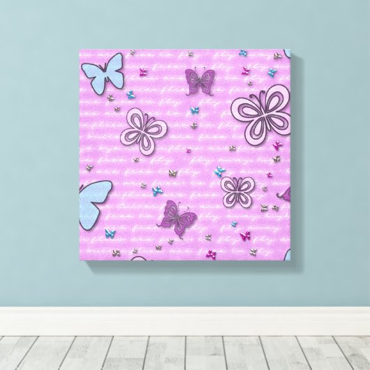 Toile Papillon bleu et violet décoratif (Insitu (Plancher de Bois))