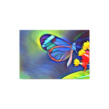Papillon bleu Fleur jaune