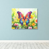 Toile Papillon Bleu Orange ailes (Insitu (Plancher de Bois))