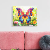 Toile Papillon Bleu Orange ailes (Insitu(Salon))