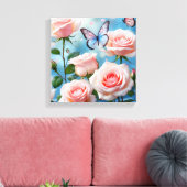 Toile Papillon bleu rose doux (Insitu(Salon))