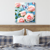 Toile Papillon bleu rose doux (Insitu(Chambre))