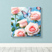 Toile Papillon bleu rose doux (Insitu (Plancher de Bois))