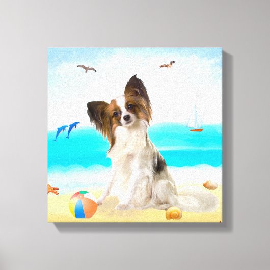 Toile Papillon Chien sur la Plage (Recto)