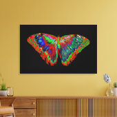 Toile Papillon coloré sur fond noir (Insitu(Salon))