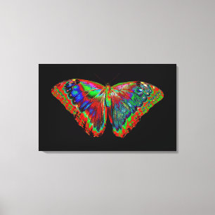 Toile Papillon coloré sur fond noir