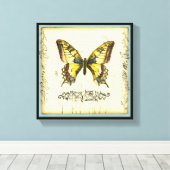 Toile Papillon décoratif avec Fleur sauvage (Insitu (Plancher de Bois))