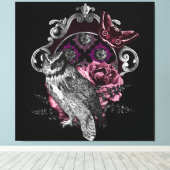 Toile Papillon Et Fleurs De Chouette Noire - Gothique (Insitu (Plancher de Bois))