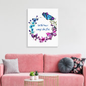 Toile Papillon et fleurs Serre et citation (Insitu(Salon))